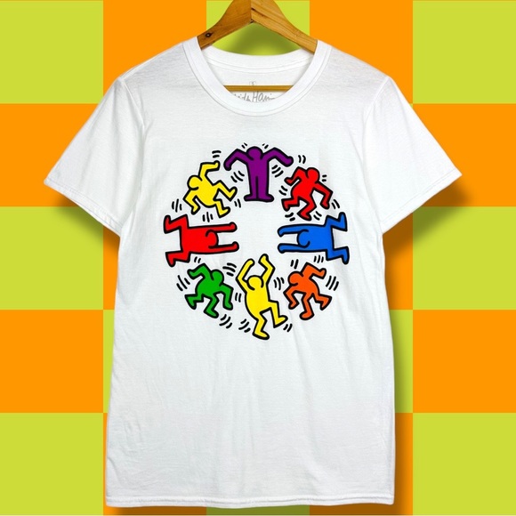 Urban Outfitters Keith Haring Dancing People Circle Short Sleeve Shirt Art Wear - Picture 8 of 8